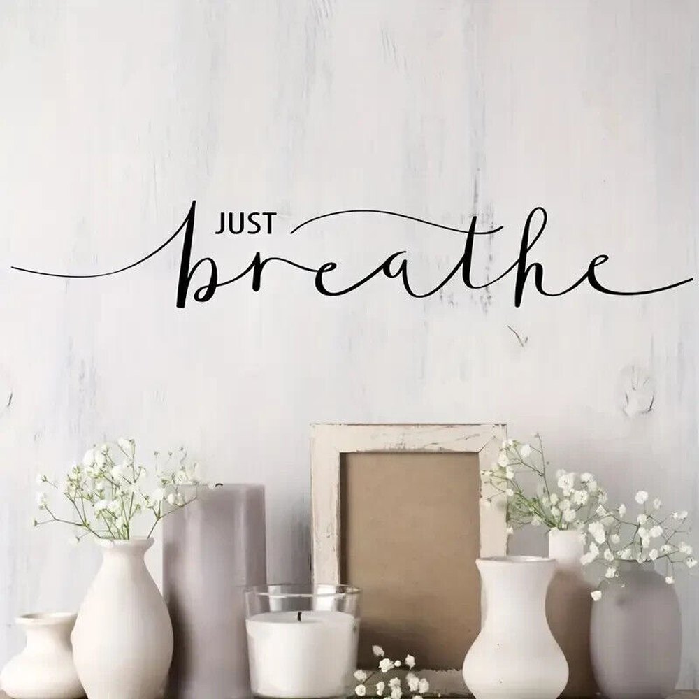 "Just Breathe" Inspirational Wall Decal 3.54" x 22.44" NEW! Home & Garden:Home Décor:Decals, Stickers & Vinyl Art Style Your Walls
